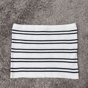 Striped Black and White Ribbed Tube Top
